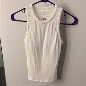 Klassy Network White Ribbed Tank Top
